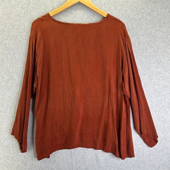 CTC Carol Turner Collection Size Medium Rayon Blouse‎ USA Burnt Orange Top Shirt - Picture 7 of 10